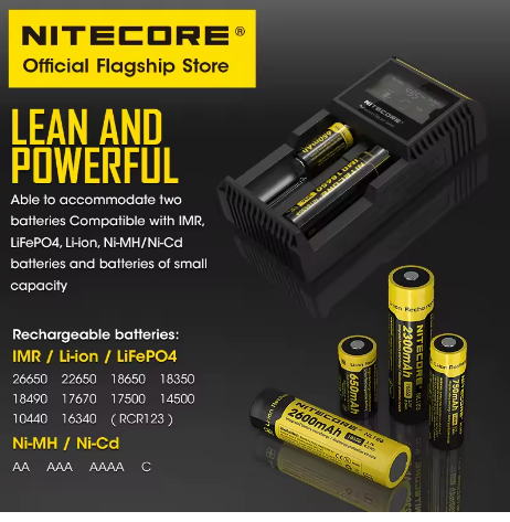 Caricabatterie Nitecore Digicharger D2 Carica Batterie 2 Posti